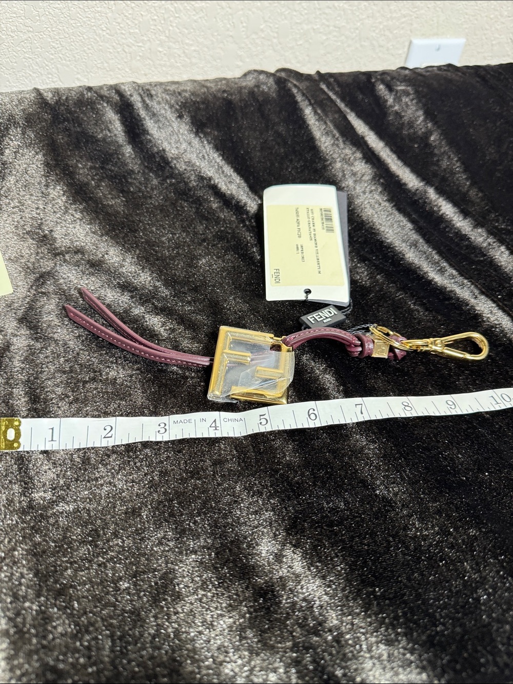 Fendi Plum Leather Keychain Charm with Gold Hardware - Picture 7 of 7